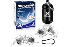 Naiicute Ear Plugs for Sleep, Ultra-Comfy Hearing Protection Reusable Noise-Reducing Earplugs for Sleep, Travel, Focus, Sensitivity, Side Sleepers, Block Out Snoring - 31 dB Noise Cancelling, Size M