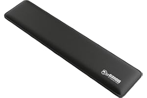 Glorious Gaming Reposamuñecas acolchado para teclado (completo, 17mm grueso) - Bordes cosidos antideshilachado, superficie lisa, base de goma antideslizante, firmeza media, 440 x 100 x 17mm - Negro