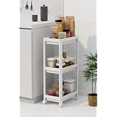 Mithra Life 3 Katlı Hazneli Tekerlekli Beyaz Mutfak Banyo Rafı PG MIT1214