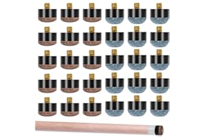 Lusofie 30 Pièces Tête de Queue de Billard à Visser Pointe de Rechange pour Queue de Billard 13 mm pour Queue de Billard et Snooker Pointe de Queue de Billard (15 Pièces Marron, 15 Pièces Bleu)