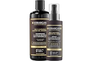 Kerargan - Dúo Anti-Caída Champú y Suero con Aceite de Ricino Para Cabello Seco, Quebradizo y Sin Vida - Fortalece y Favorece el Crecimiento - Sin Sulfatos, Parabenos ni Siliconas - 500ml + 100ml