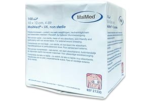 SAXOMED Garze non sterili per medicazione 10 x 10 cm tessuto non tessuto - 100 pezzi garza autoadesiva 4 strati - compresse di garza 10 x 10 - per ferite esterne, assorbimento del sangue e secrezione
