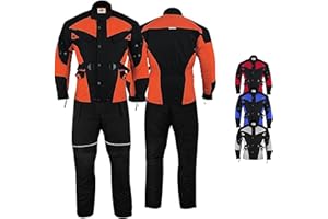 German Wear Motorradkombi Herren 2-teiler mit 6CE-Protektoren Motorradanzug Textil Winddicht Motorradjacke & Motorradhosen-Set - aus 4 Schichten Abnehmbar Thermofutter - insgesamt 9 Taschen -