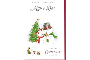 Greetingles Beautiful Embossed Christmas Card & Envelope 9" x 6" (Mum & Dad)