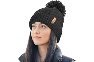 RockJock Ladies STORMACTIVE 100% Waterproof Warm Cable Knit Winter hat with Pompom and Thermal Cosy Liner