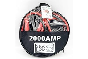 STOCK LÍDER Stock Lider- Cables de Arranque para Batería de Coche 2-3M, Pinzas para bateria de coche carga de emergencia, Agarre fuerte, Pinzas para cohce, Incluye bolsa de Trasnporte (Cables de Batería 2000 Amp)