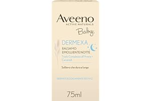 Aveeno Baby Balsamo Emolliente Notte per Bambini, Dermexa, Sollievo Immediato, senza Profumi e Coloranti, 75ml