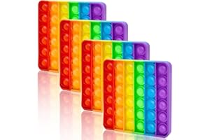 PICKONA 4 Stück Push POP BubbleToy Set - Bubble Popet Antistress Spielzeug,Sensorisches lindert Autismusangst,Antistress Spielzeug Regenbogen für Kinder und Erwachsene (Fidget-Rainbow-Square)