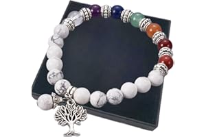 ETANA ETERNAL ETANA Chakra Bracelets for Women with Howlite Healing Crystals, Anxiety Relief Spiritual Gift, Mindfulness Presents, Birthday Gifts for Her
