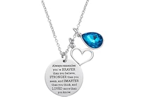 LParkin You are Braver Than You Believe Awareness Necklace Birthstone Graduation Gift Best Friend Encouragement Gifts