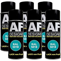 Alex Flittner Designs RAL Lackspray – RAL5018 Türkisblau Seidenmatt, Für Metall, Holz, Keramik