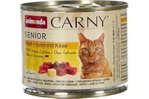 ANIMONDA CARNY Nourriture pour chat Carny Senior, nourriture humide pour chat à partir de 7 ans, bœuf + poulet avec fromage, 6 x 200 g