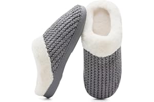 MABOVE Hiver Pantoufles Femmes en Mousse Mémoire Confort Laine-Peluche Pantoufles Maison Intérieur Mignon Mules Chaussons Anti-Slip Chaud Souple House Chaussures pour Dames