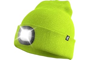 IDYLLICOMFORT BE COMFY ,BE BEST Idyllicomfort Led Lighted Beanie Hat,USB Rechargeable Hands Free Headlamp Cap, Unisex Winter Warmer Knit Hat with Light for Hiking Biking Camping Jogging, Gift for Men, Women, Teens