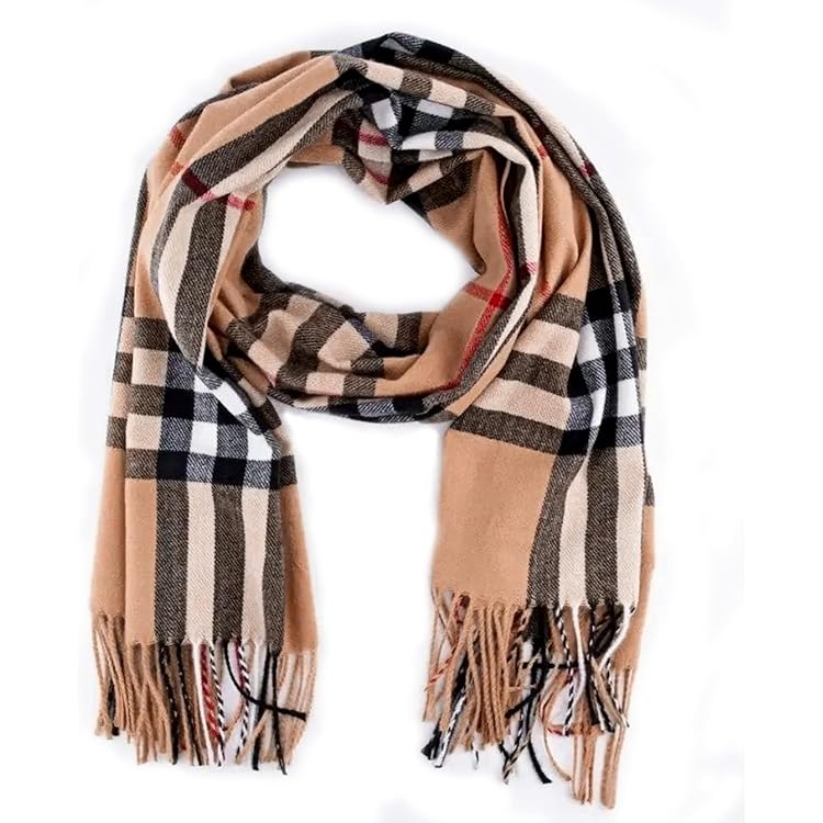 Prettystern zachte wollen sjaal met franjes voor herfst en winter, voor mannen en vrouwen, Geel, 200 cm X 33 cm