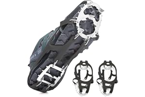 IGnaef Snow Ice Shoe Grips Winter Boot Grippers Strap Metal Spikes Cleat 18 Studs Anti Slip Shoe Snow Ice for Winter Outdoor Activities