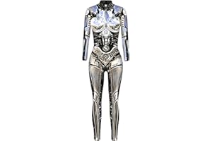 SEAUR Costume d'Halloween Femme Crâne Cosplay Body Combinaison Grenouillère Robot d'Halloween Mascarade S M L XL