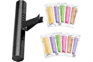 Caybats Car Air Freshener Vent Clip Essential Oil Diffuser for Aromatherapy - Includes 10 Solid Aroma Sticks and Durable Aluminum-alloy Holder - Natural, Non-Toxic Car Perfume for Odor Removal