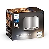 Philips Hue White Ambiance Pillar, 2 Faretti Led Smart, Lampadina GU10 Inclusa, Telecomando Dimmer Switch Incluso, Dimmerabil