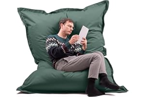 Avalon Cuscino Gigante Puff Pouf Poltrona Sacco Imbottito 600L Tessuto antistrappo/Impermeabile con Sacca Interna Jive 200x140cm per Bambini e Adulti Made in Italy Colore Verdone
