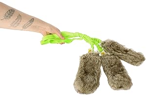 DINGO WALDEMAR RUTKOWSKI DINGO Set: 3 x Giocattoli da Caccia in Pelliccia Sintetica – Teaser con Squittio, Manico Elastico 55 cm, per Agility, Addestramento del Cane, Corsa e Gioco, Verde (Z30028)