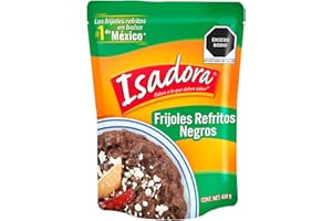 Isadora - Frijoles Refritos Negros - Formato Bolsa - 430g - Hechos en México - Sin conservantes - Ingredientes naturales - Listo para comer