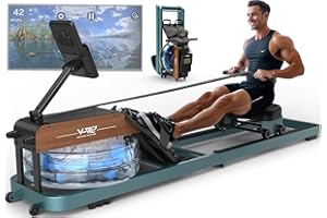 Vowvit Máquina de Remo, Máquina de Remo de Agua con Monitor Bluetooth y Soporte para Tableta Ajustable, Máquina de Remo Plegable, Máquinas de Remo Capacidad de Peso 160 kg, Fácil Montaje