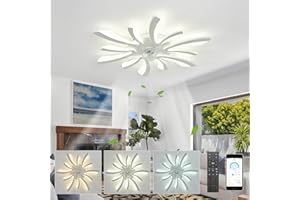 ‎LJX Moderne Deckenleuchte mit Ventilator DC 78cm Deckenventilator mit Licht Leise Timer Dimmbar Reversibel Led Deckenventilator mit Beleuchtung und Fernbedienung für Schlafzimmer Küche, Weiß