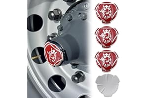 FORTEN KINGDOM 4 adesivi Griffin in alluminio per cerchioni di camion Scania, emblema adesivo (rosso e argento)