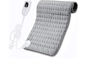 Cuplu 76 * 40 cm Cuscino Termico Elettrico Extra Grande- Termoforo Elettrico per Lavabile-Auto Spegnimento-Termoforo Rapido per Alleviare il Dolore Muscolare Lombare,Addome, Collo, Spalla（Grigio）…