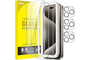 JETech Schutzfolie für iPhone 15 Pro Max 6,7 Zoll mit Kameraschutz, Blasenfrei, Einfaches Installationswerkzeug, Panzer Schutz Glas Folie Displayschutz, HD Klar, 3 Stück Jeweils