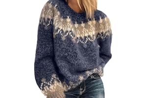 HUIPYOU Donna Autunno/Inverno Girocollo Casual Sciolto Mohair Grosso Maglia Jacquard Donna Maglione