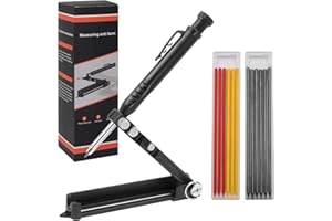 Mileage Star Multifunktionales Anreißwerkzeug, Anreißwerkzeug für Holzbearbeitungs-Set, kommt mit 12 Ersatzminen aus Aluminiumlegierung, Multifunktions-Anreißwerkzeug, Baustift für den Bau