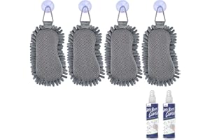 loukin Shag Dry Erase Eraser(4 Pack), Microfiber Whiteboard Eraser, Washable Glass Board Erasers, for Classroom, Home and Office Use (Includes 3.4 oz Whiteboard Cleaners)