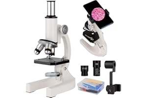 QQ CAT Microscope, 200x-5000x Biological Microscopes with 6x Multiplier, Microscope With Microscope Slides Set, Phone Adapter, Biological Microscopes For Science Education for Adults Students gifts