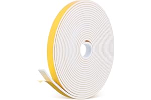 BBTO Self Adhesive Draft Excluder Tape for Windows Doors Sealing, 6mm x 3mm/ 6 Meter White Foam Weatherstripping, Waterproof Doors Windows Seal Strip for Soundproofing, Gap Sealing, Dust & Rain Proof