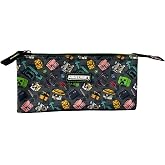 Minecraft Pixel 25 Triple School Pencil Case &ndash; Lined Interior and Zip Closure &ndash; Pencil Case with 3 Compartments &ndash; 4.5 x 9.3 x