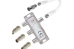 TronicXL 3-drożny szerokopasmowy kabel rozdzielający 3D 4K HD SAT adapter do Virgin Media widok anteny satelitarnej Sat Sky Telewest Eurovox Starview Dreambox Satelita Koax Box TV CATV potrójny