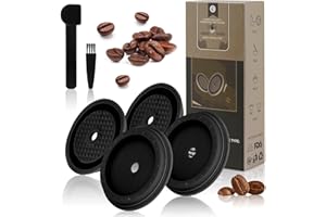 VERGER DE GASCOGNE Reusable Coffee Capsule Lid, Compatible with Nespresso Vertuo Pods and VertuoLine Capsules, Coffee Filter Refillable, Food Grade Silicone with Spoon and Brush - Pack of 4