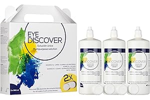 EYE DISCOVER, Líquido Lentillas para Lentes de Contacto Blandas, Solución Única Sin Frotar, Desinfecta, Limpia, Elimina las Proteínas, Humecta y Aclara (3 x 360 ml)
