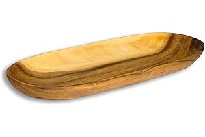 levandeo Drewniana taca z akacji 40 x 18 cm prostokątna misa owalna miska na owoce taca z drewna unikat - dekoracja dekoracja przechowywanie