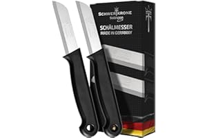 Schwertkrone Juego de 2 cuchillos peladores [fabricado en SOLINGEN – Alemania] – Cuchillo de cocina pequeño afilado – Cuchillo pelador de patatas – Cuchillo multiusos (2 x negro – hoja de 6 cm)