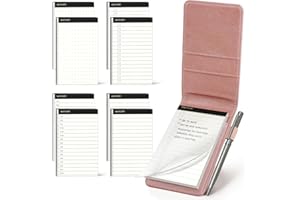 WEMATE Cuir PU Carnet de Poche,Bloc Note,10 Mini Bloc Notes de Poche avec Recharges et Stylo à Bille en Métal pour,Petit Carnet de Notes de Poche,pour bureau, école Rose Gold