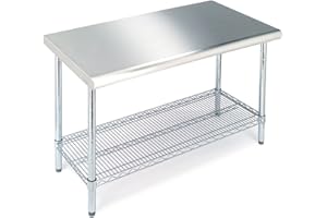 Seville Classics Commercial Stainless Steel Top Worktable, Chrome