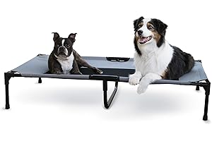 K&H Pet Products - Cama elevada refrescante para Perros con Malla Transpirable Lavable, Patas de Goma Antideslizantes, Cuna portátil para Interiores y Exteriores, Malla Gris/Negra XL
