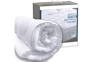 Acrali Home Quilted Fitted Mattress Topper Single Bed, Deep Pocket Cooling Mattress Topper - Soft Filled Single Mattress Topper for Sofa Bed Caravan Campervan, Bed Topper Single (90X190+40cm)