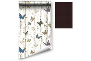 ICYEHAO Samoprzylepna Tapeta Kwiatowa, 44,5 x 400 cm, Liście i Kwiaty, Folia Samoprzylepna, Wodoodporna do Sypialni i Salonu, Folia Meblowa