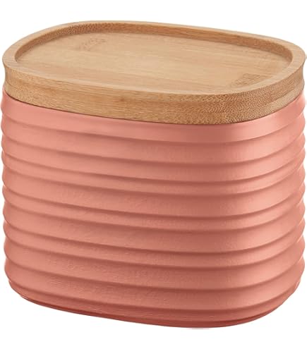 Guzzini Tierra - Set 3 Barattoli Con Coperchio In Bamboo, Plastica Riciclata, 12.3x9.4x11 Cm - 500 Cc