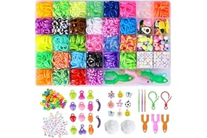 BIZEE 2700+ Loom Bands, for Boys and Girls 32 Dazzling Colors, Loom Bands Starter Kit for Refill Making Craft Kits, DIY Bracelet Making Kit with Accessories and Storage Box