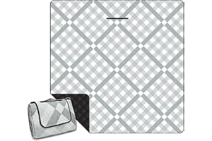 ONCCI Picknickdecke wasserdichte XXL Strandmatte Sandfrei Outdoor Picknickdecke Campingdecke Faltbare Waschbar für Picknick, Strand, Camping 200 * 200cm (Gitter-Grau)